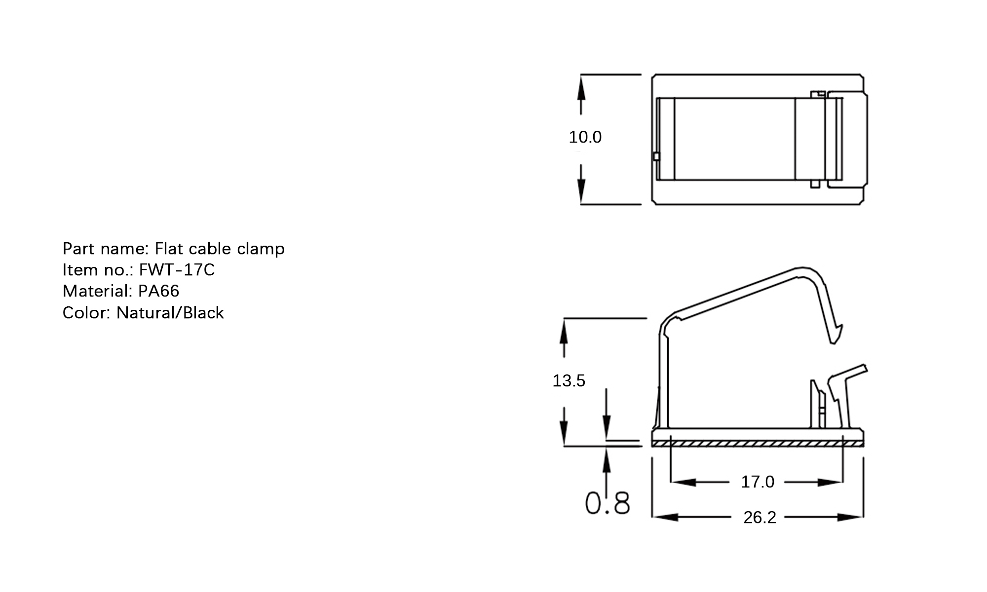 Plastic Flat Cable Clamp FWT-17C